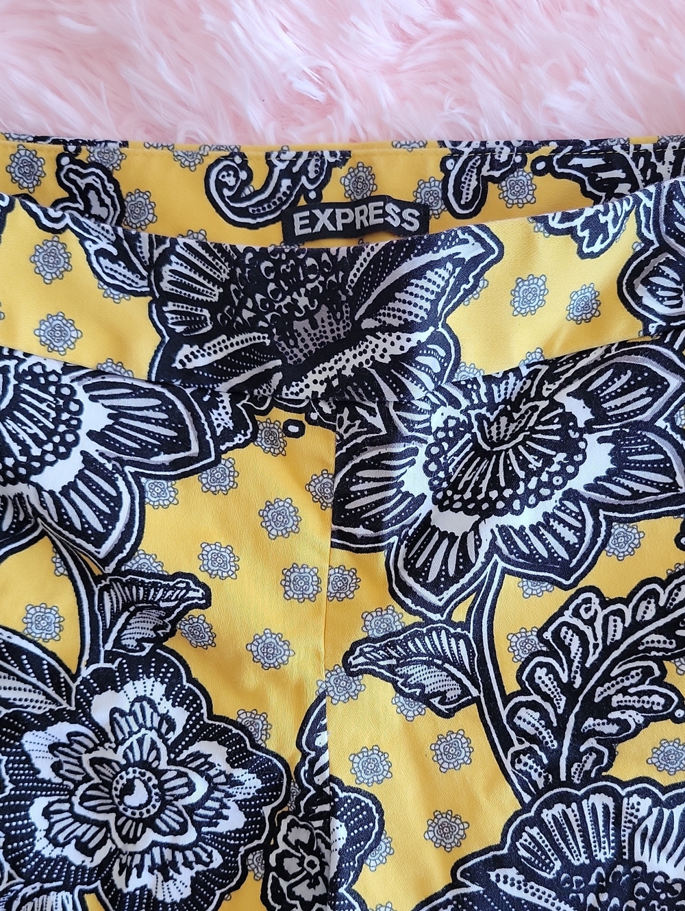 Express Yellow Black & White Floral Shorts